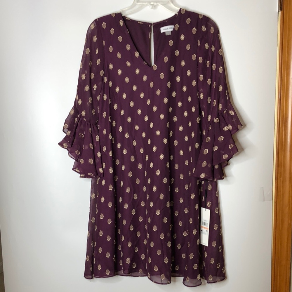 Calvin Klein Purple & Gold Dress Fully-Lined SZ 2, worn once to LSU graduation